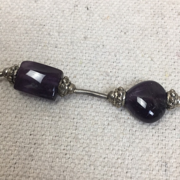 Silver and Amethyst Bead Bracelet - Picture 4 of 9